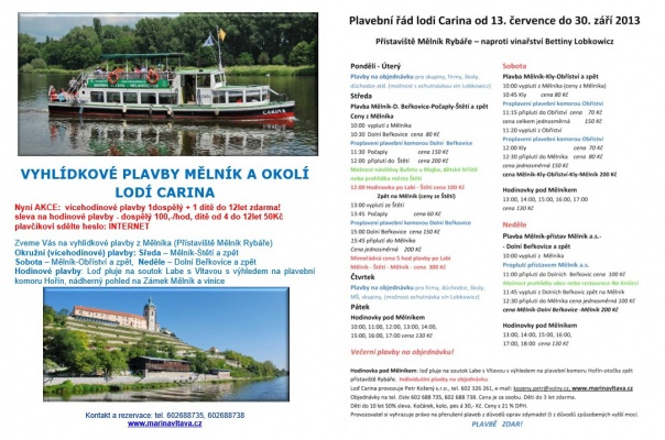 Vyhlídkové plavby Mělník a okolí