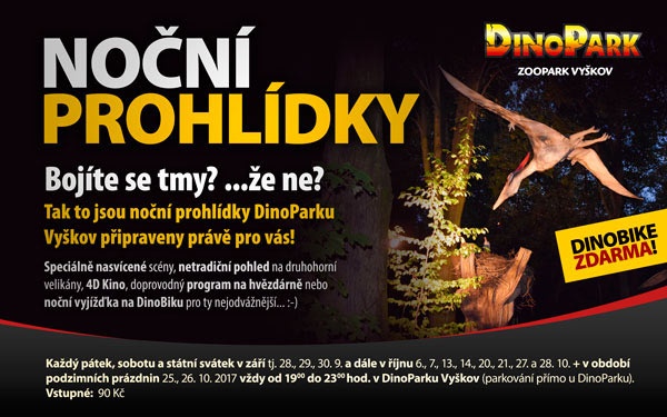 Noční prohlídky Dinoparku Vyškov