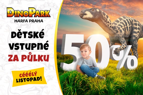 Dětské vstupné do Dinoparku Praha za 10,- Kč po celý listopad