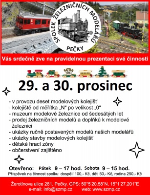 Vánoční výstava stovek modelů mašinek v Pečkách