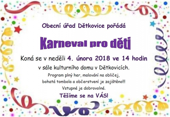 Karneval pro děti v Dětkovicích