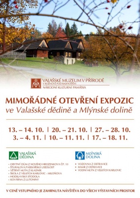Mimořádné otevření expozic ve Valašské dědině a Mlýnské dolině