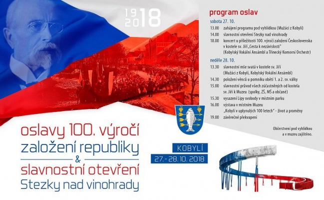 Oslavy 100. výročí založení republiky & Slavnostní otevření stezky nad vinohrady  - Kobylí 