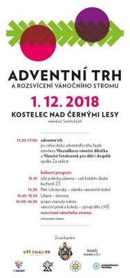 Adventní trh a rozsvícení vánočního stromu v Kostelci nad Černými lesy
