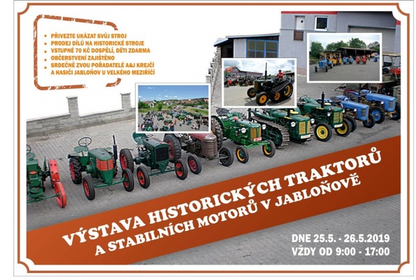 Výstava historických traktorů a stabilních motorů Jabloňov 2019