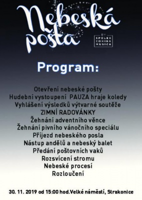 Rozsvícení vánočního stromu a Nebeská pošta ve Strakonicích